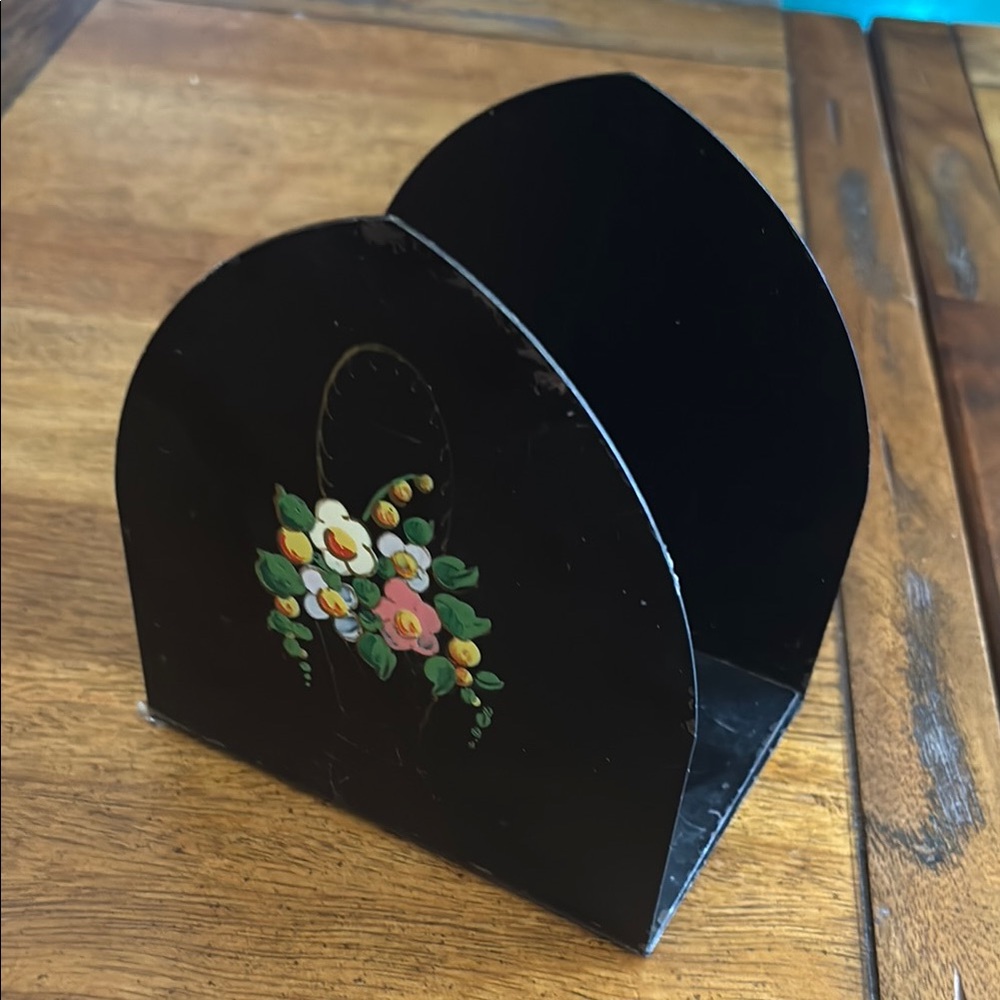 Vintage America Black Floral Book Ends / Holders